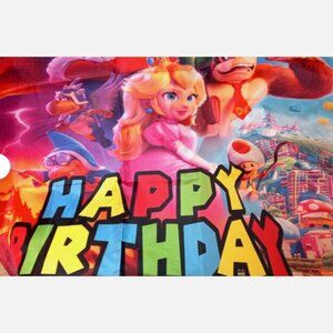 Super Mario Bros Birthday Banner 58" x 38" Nintendo Donkey Kong Peach Colorful